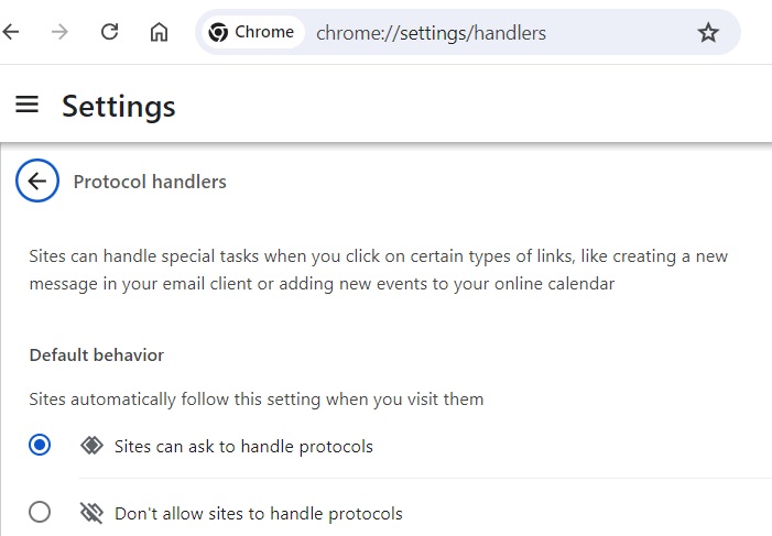 Google Chrome browser protocol handlers.