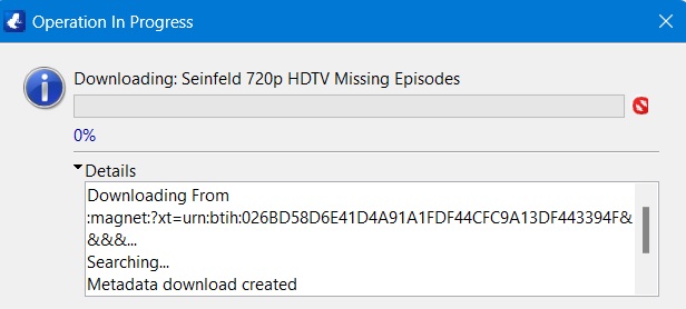 Magnet link downloading from Edge browser on a torrent client.