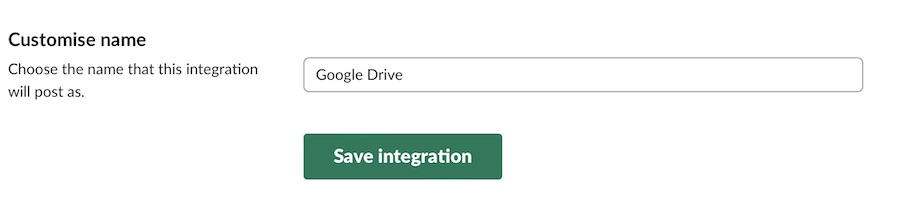 Save Google Drive Slack Integration Via the App Directory