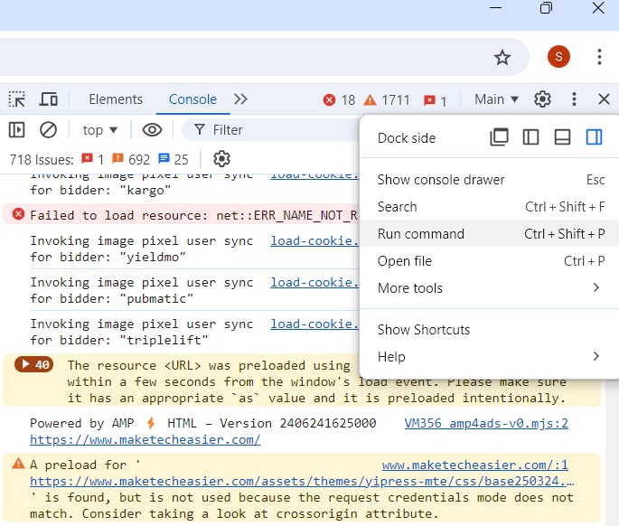 Google Chrome's Console has a Run Command. It can be accessed from Developer Tools.