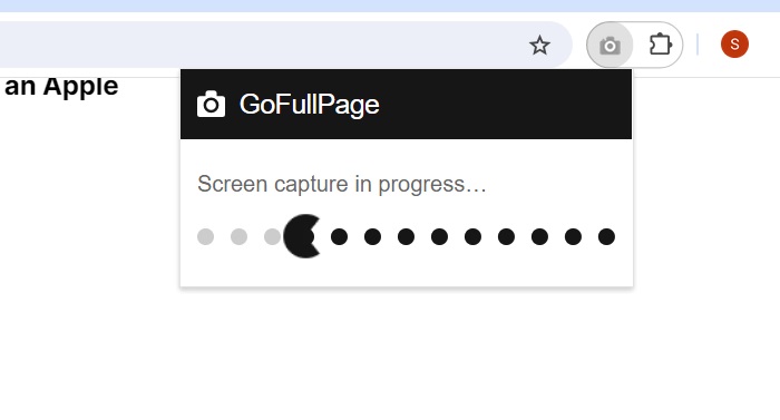GoFullPage screen capture in progress within Google Chrome browser.