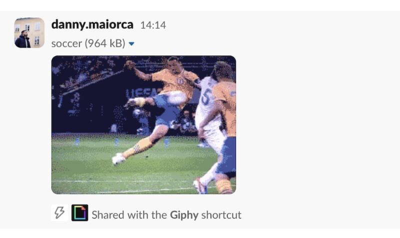 Send a GIF in a Slack conversation
