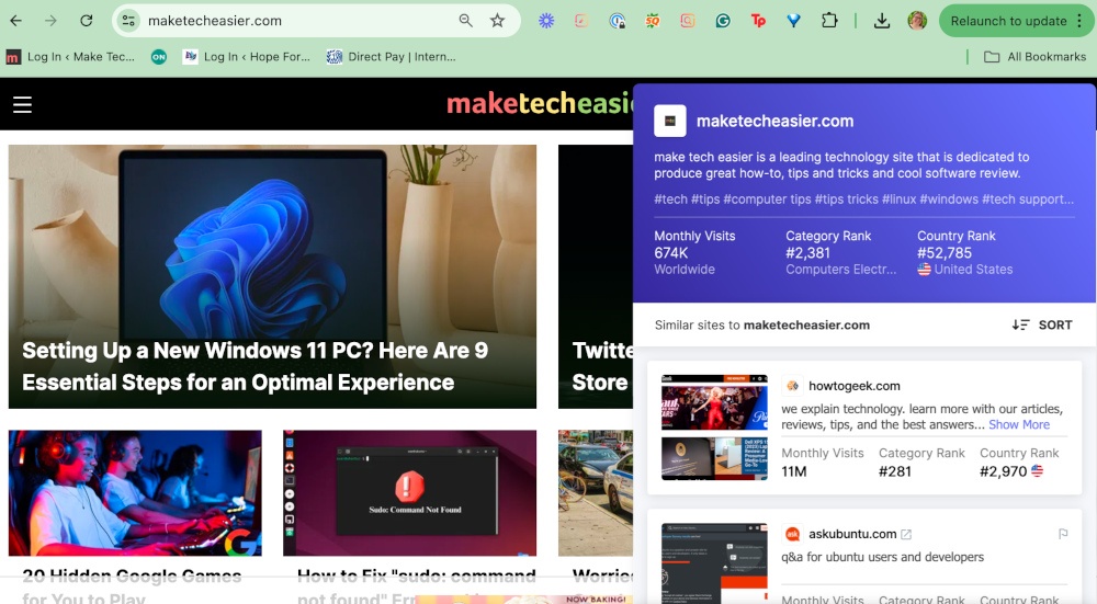 Similar Sites Chrome Extension