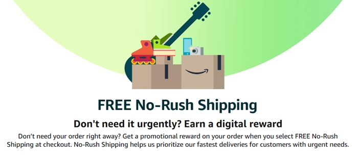 No Rush shipping options in Amazon.
