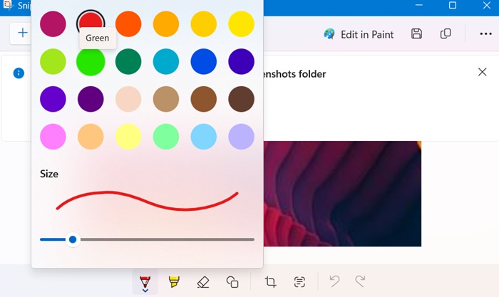 Annotate a snip using the Ballpoint pen feature in Snipping Tool.