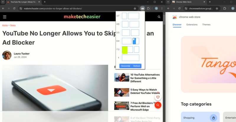 Dualless extension in action in Chrome browser.
