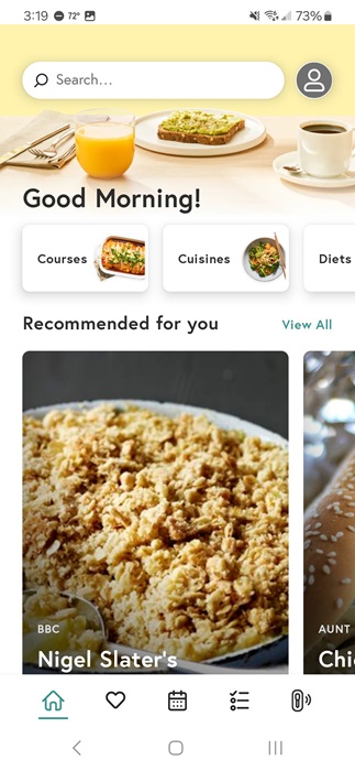 One of the best cooking apps to learn cooking, Yummly.