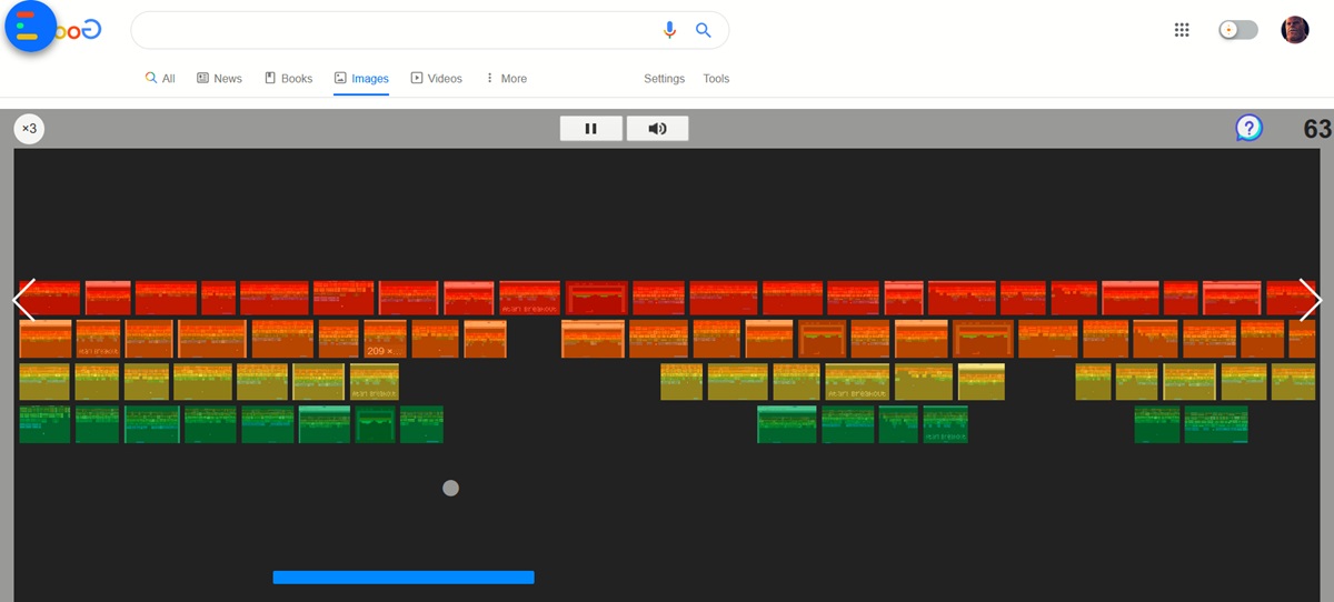 Atari Breakdown Google game view in browser.