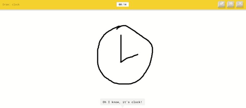 Quick, Draw! Google game view in browser.