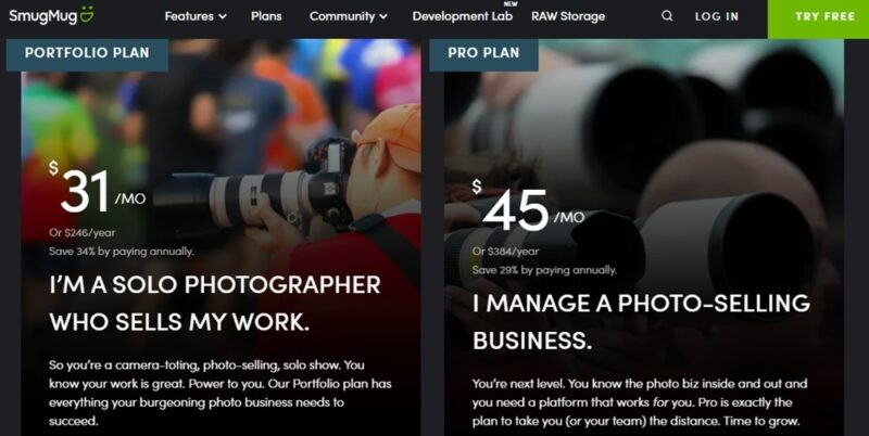 SmugMug pricing and benefits to sell photos online.