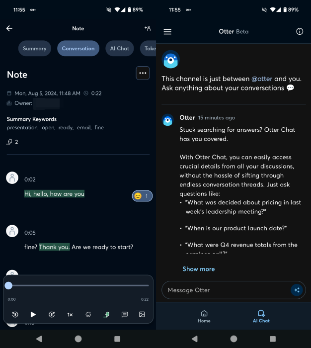 Voice typing using Otter app. 