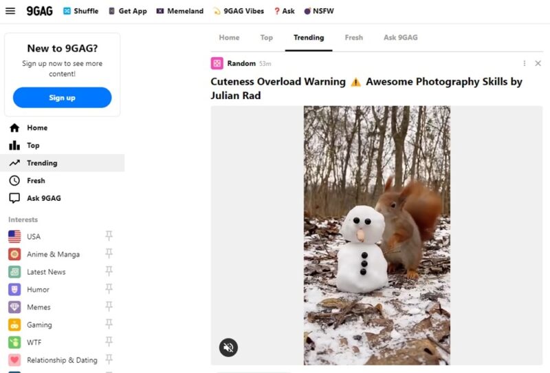 Exploring the trending content on 9GAG.