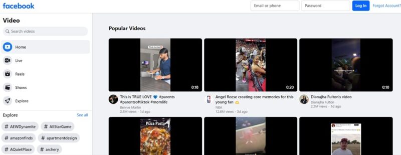 Browsing content on Facebook Watch.