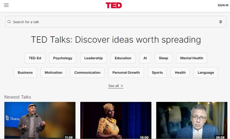 Checking out new talks on TED.