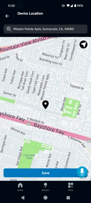 Finding address in Amazon Alexa app.