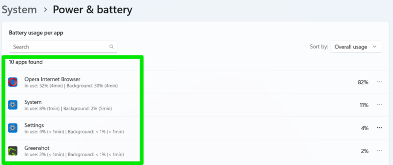 Check App Battery Usage