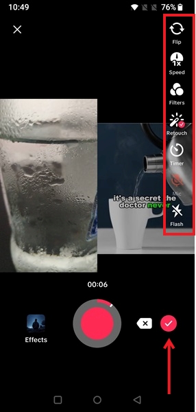 Editing Duet in TikTok app. 