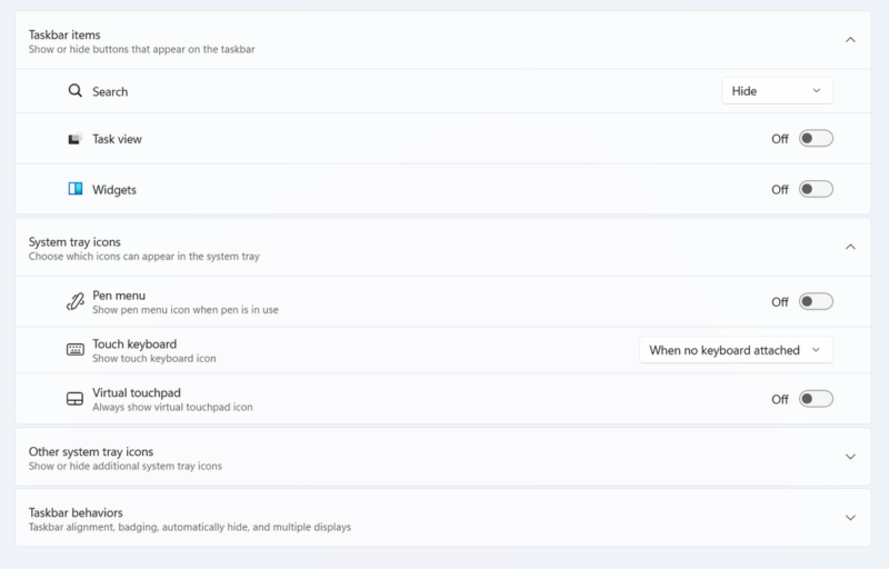 Customize Taskbar Settings
