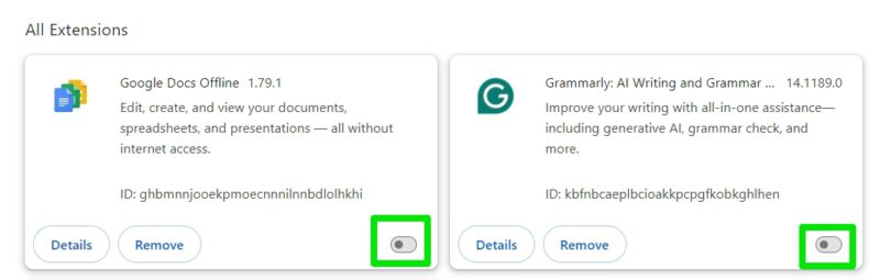 Disable All Extensions
