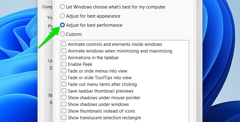 Disable Animations Visual Effects