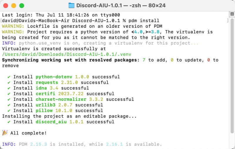 Discord Aiu Dependencies Installation