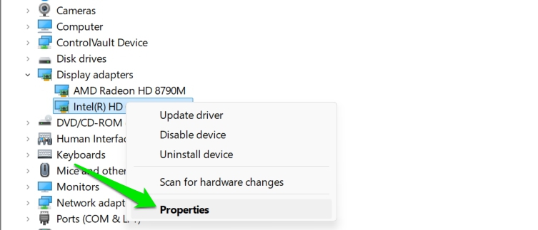Driver Properties Windows