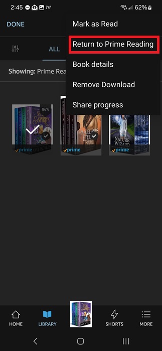 Returning a book after you're done.