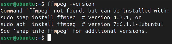 checking version of FFmpeg in command line terminal