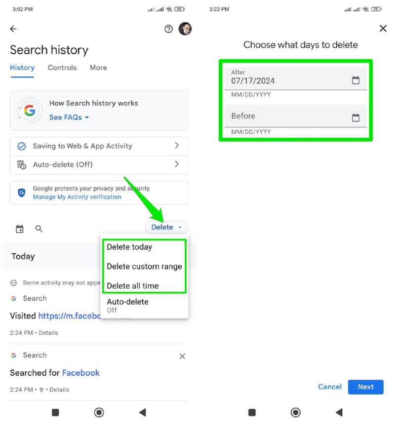 Google Search History Delete
