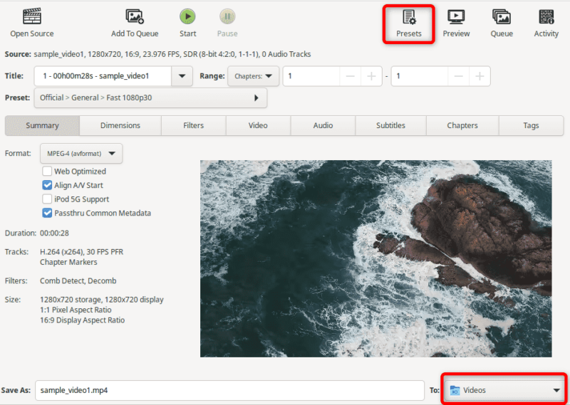 converting WebM image to Mp4 using HandBrake Linux tool