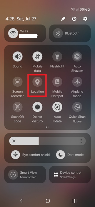 Opening the recently used permissions in Android.