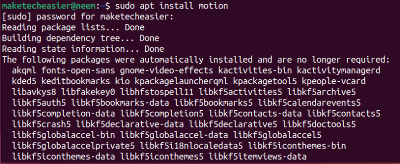 Install Motion in Ubuntu from its official repository.