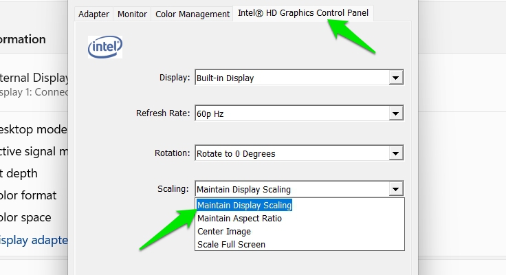 Maintain Display Scaling