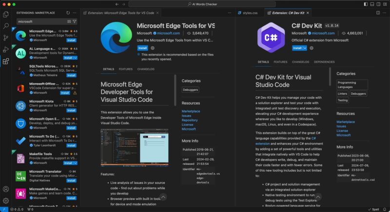 Microsoft Extensions Vscode