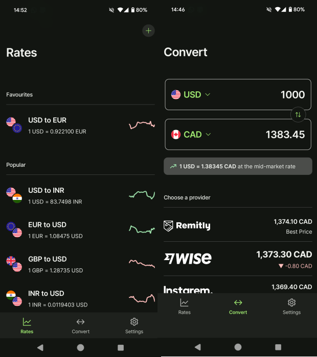 Currency Converter app interface overview. 