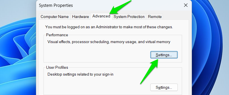 Performance Settings