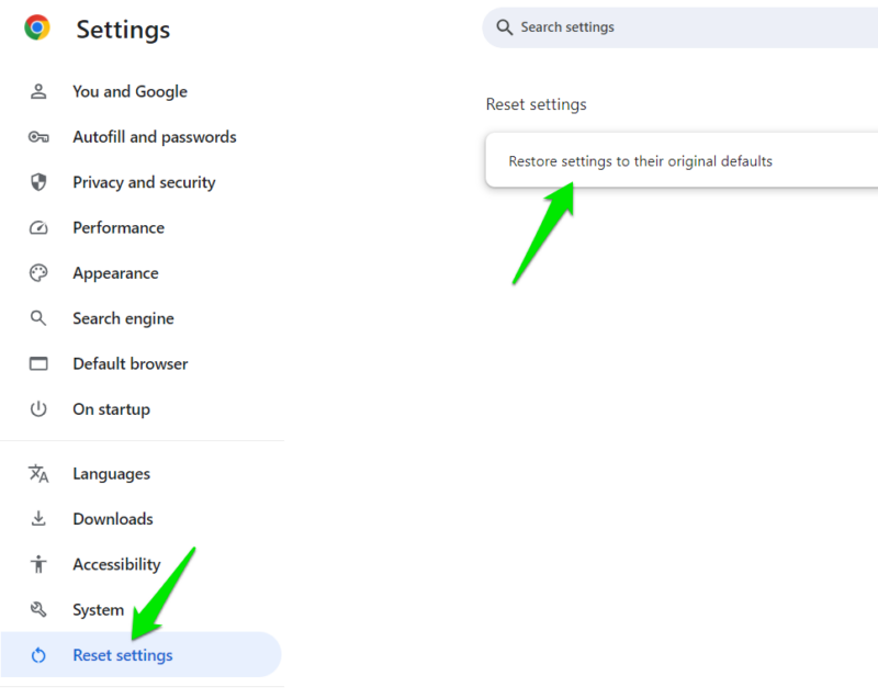 Reset Chrome Settings