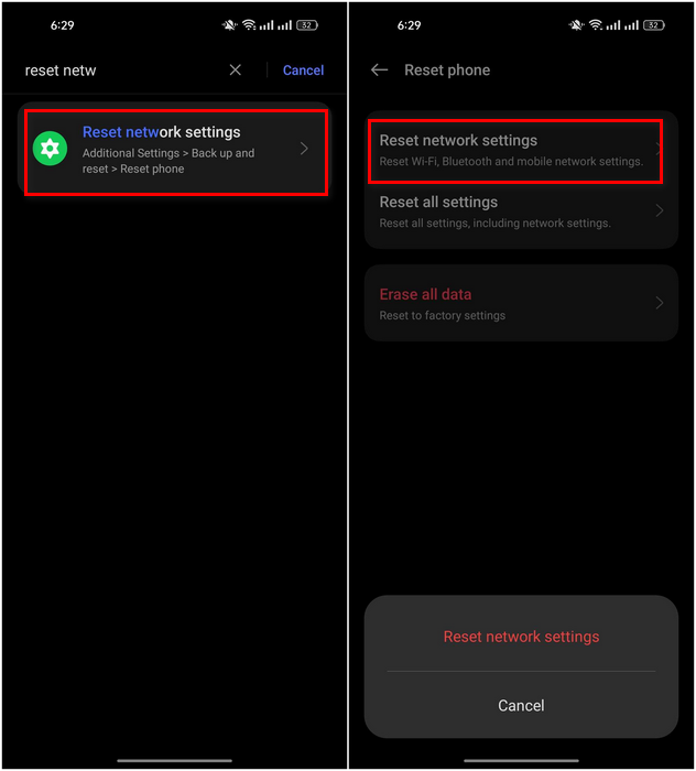 Reset Network Settings