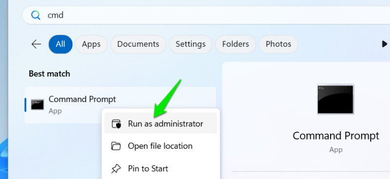 Run Command Prompt as administrator