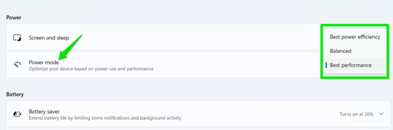 Select Power Plan Windows