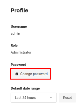 A screenshot showing the location of the "Change password" button inside the Profile screen.