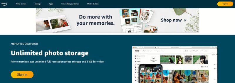 Accessing Amazon Photos from Amazon Prime account on the web.