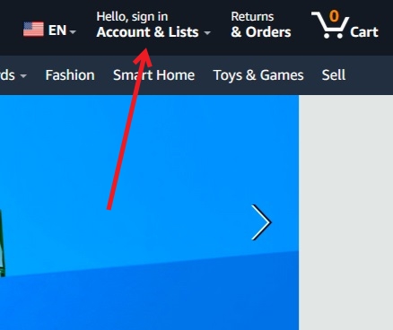 Clicking on "Hello, sign in" button on Amazon. 