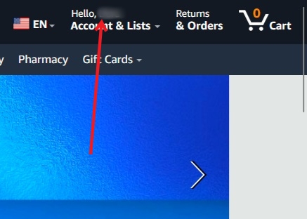 Clicking on your name in Amazon in web browser.