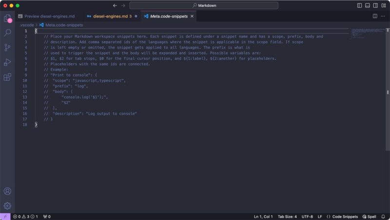 Snippet Creation In Vscode