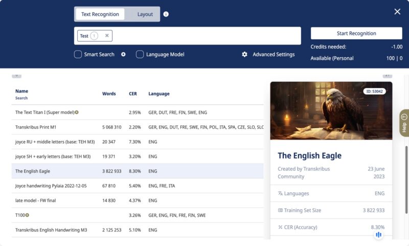 Transkribus English Eagle