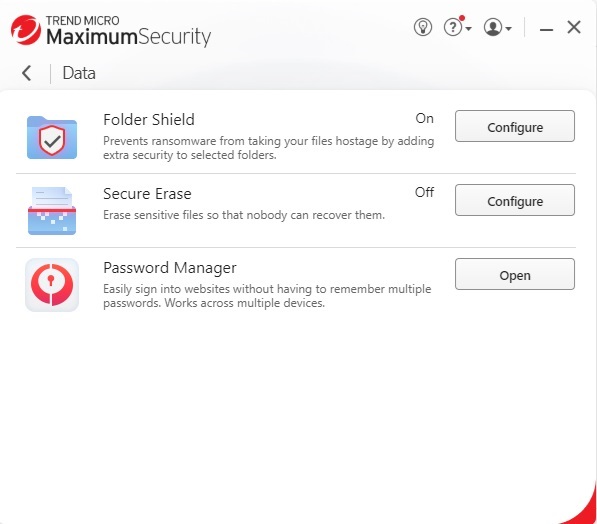 Exploring the Data tab in Trend Micro.