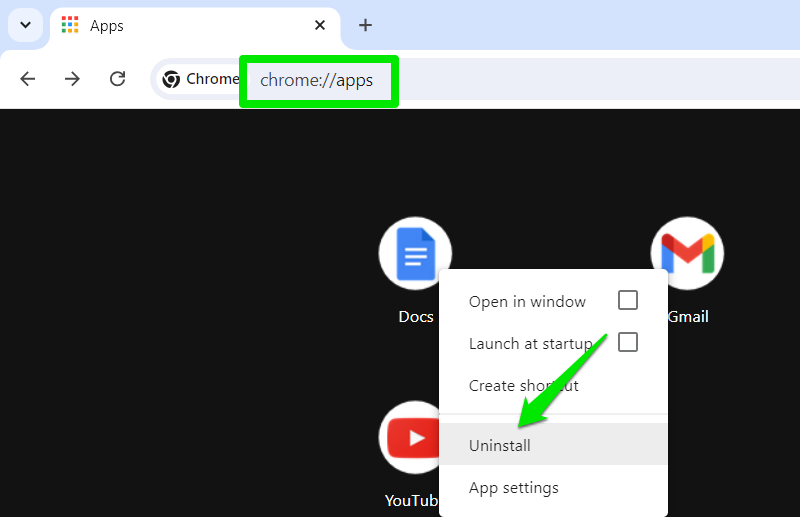 Uninstall Chrome App