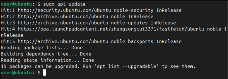 updating package using the apt package manger.