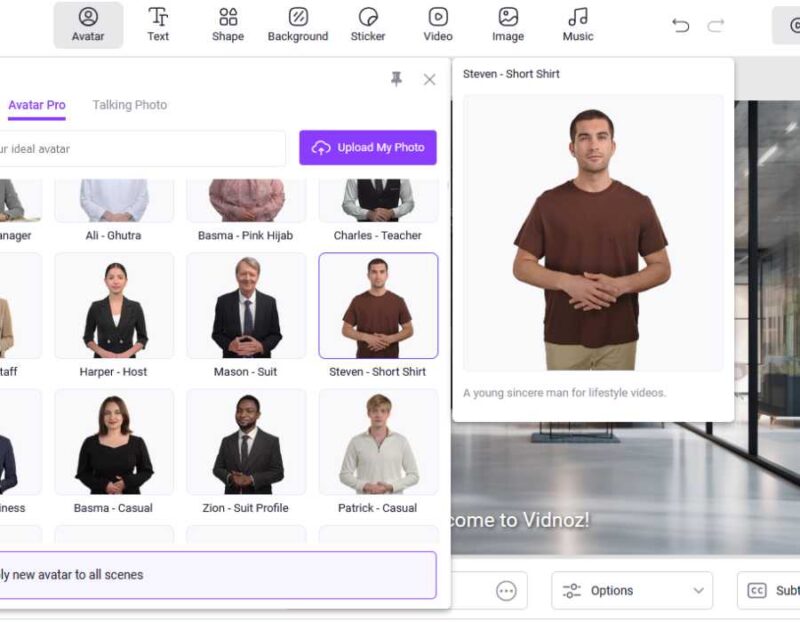 Vidnoz Ai Choose Avatars